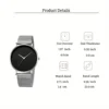 Casual Round Pointer Quartz Watch Large Geo Dial Analog Mesh Strap Wristwatch For Women Men 2