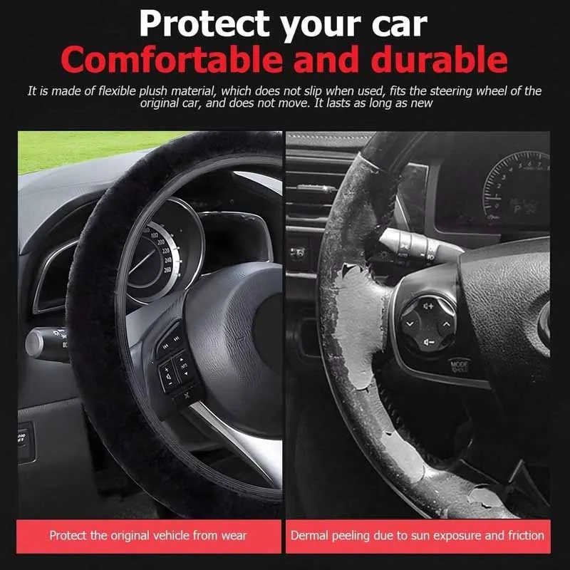Universal Fluffy Winter Steering Protector 4