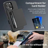 Case For iPhone 16 Pro Max 15 Plus 14 Pro Max 13 12 11 Wallet Card Holder Slide Slot Slim Hard PC Heavy Duty Protective Covers - Image 3
