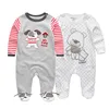 Kiddiezoom 2 Pcs Unisex 0-12Months Cartoon Long Sleeve Baby Boys Girl Romper 100%Cotton Soft Newborn Jumpsuit Infant Clothes 3