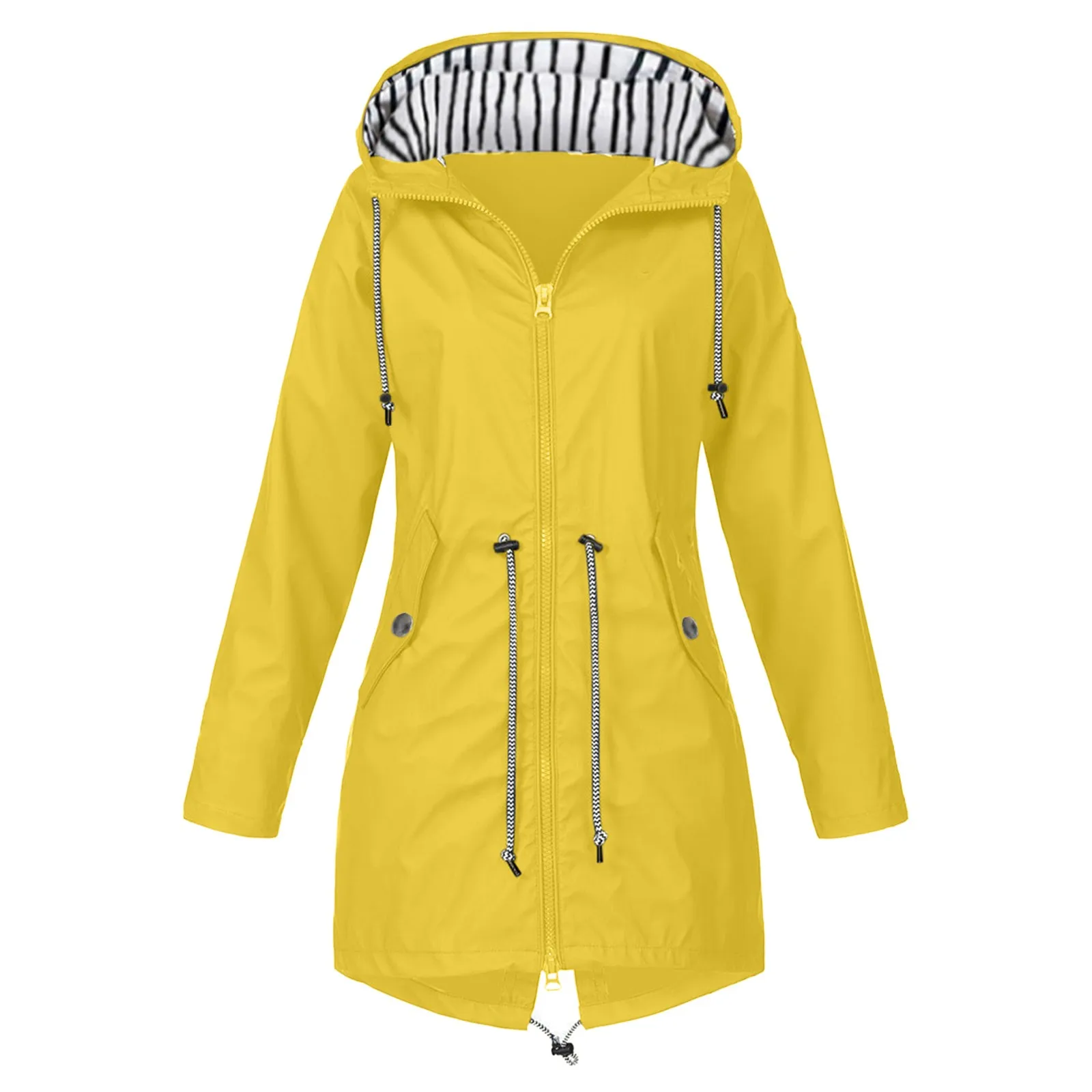 Womens Waterproof Raincoat 2024 Simple Casual Basic Outdoors Trench Lightweight Drawstring Jackets Hiking Clothes For Women