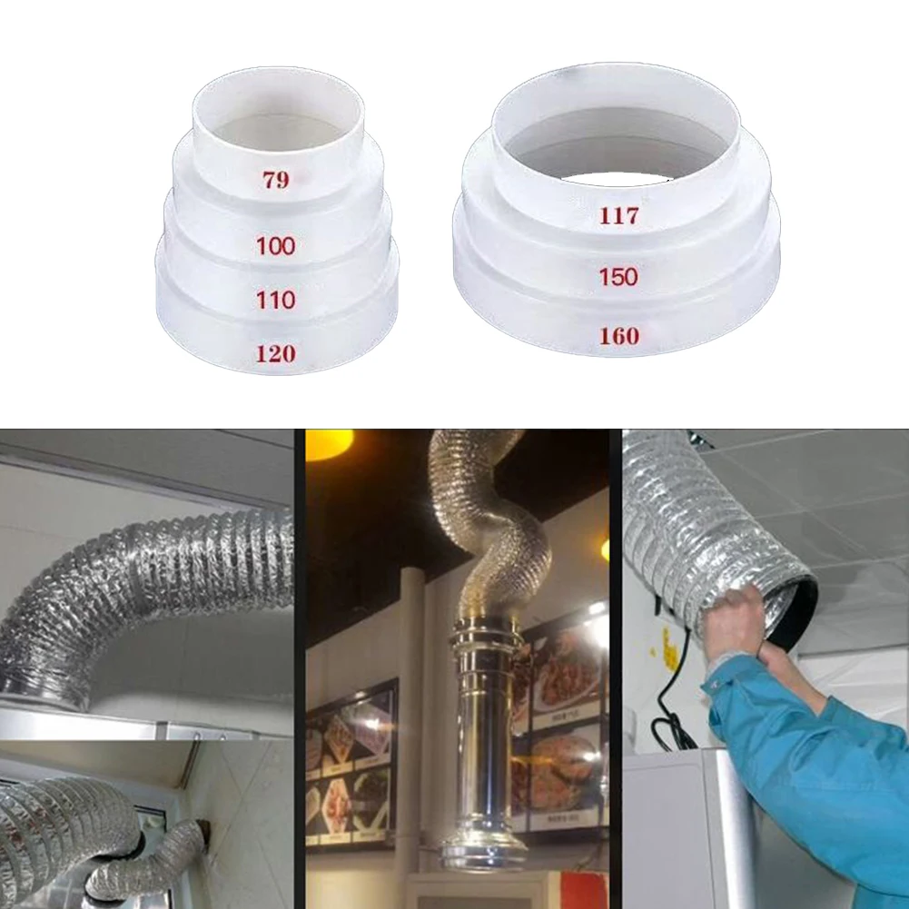 

Duct Multi Reducer Extractor Fan Pipe Connector 80/100/110/120/150/160mm ABS Tubes Increaser Hose Joint Round Shapes