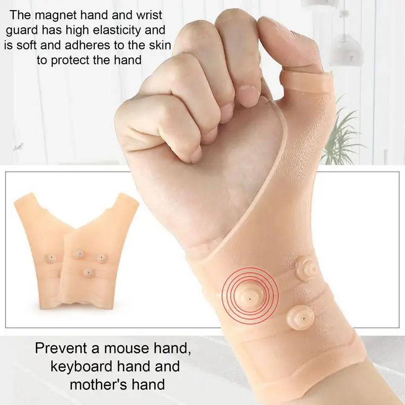 Compression Gloves Wrist Support Thumb Splint Magnetic Therapy Wrist Hand Thumb Support Gloves Silicone Gel Arthritis Pressure Corrector Massage Pain Relief Gloves