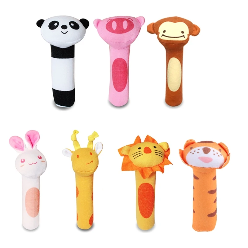 

Y1UB 1PC Baby Hanging Plush Ring Baby Rattle Soundable Rattle for Infant Crib Cartoon Animal Teether Soft Cotton