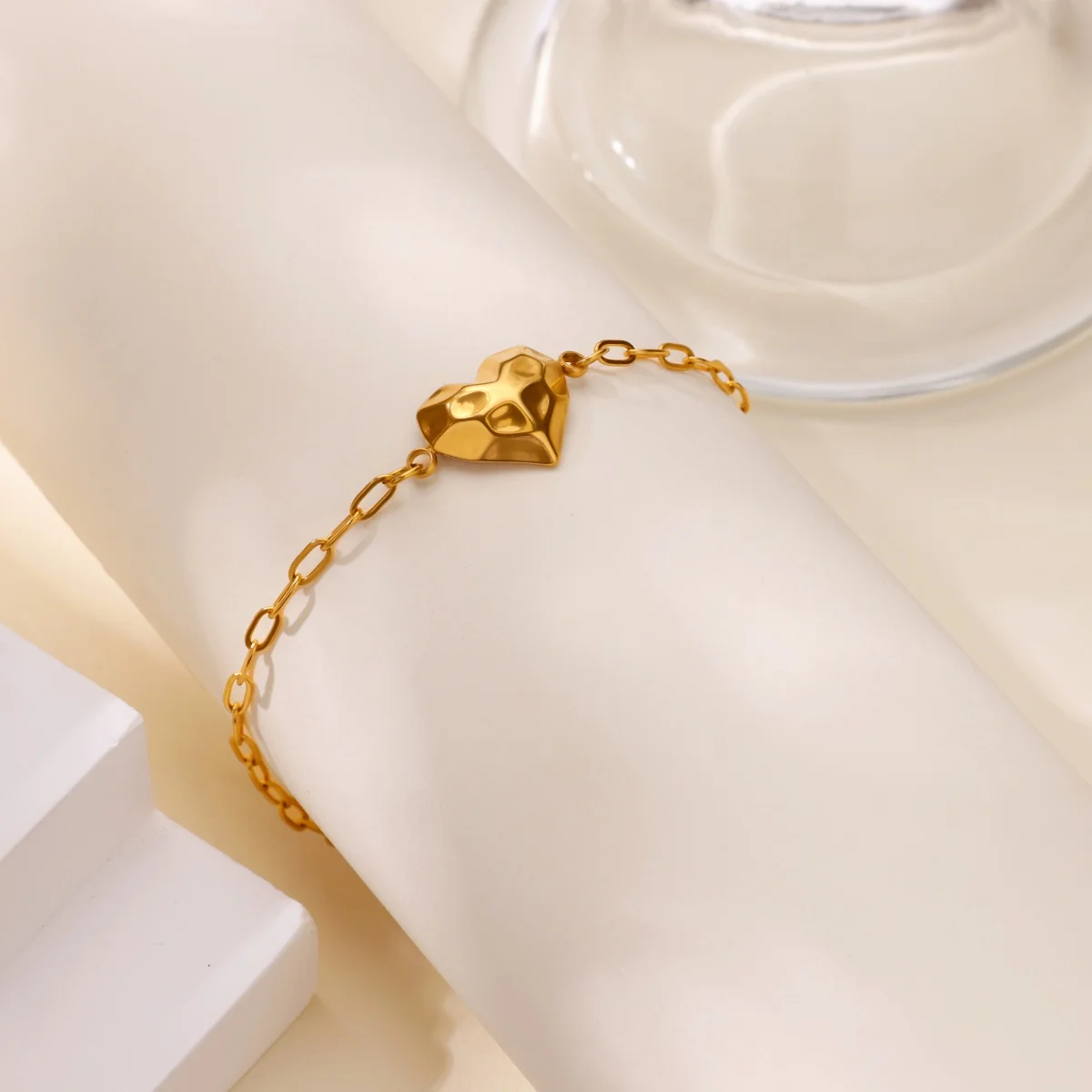 Stainless Steel Heart Bracelet Gold Luxury Jewelry