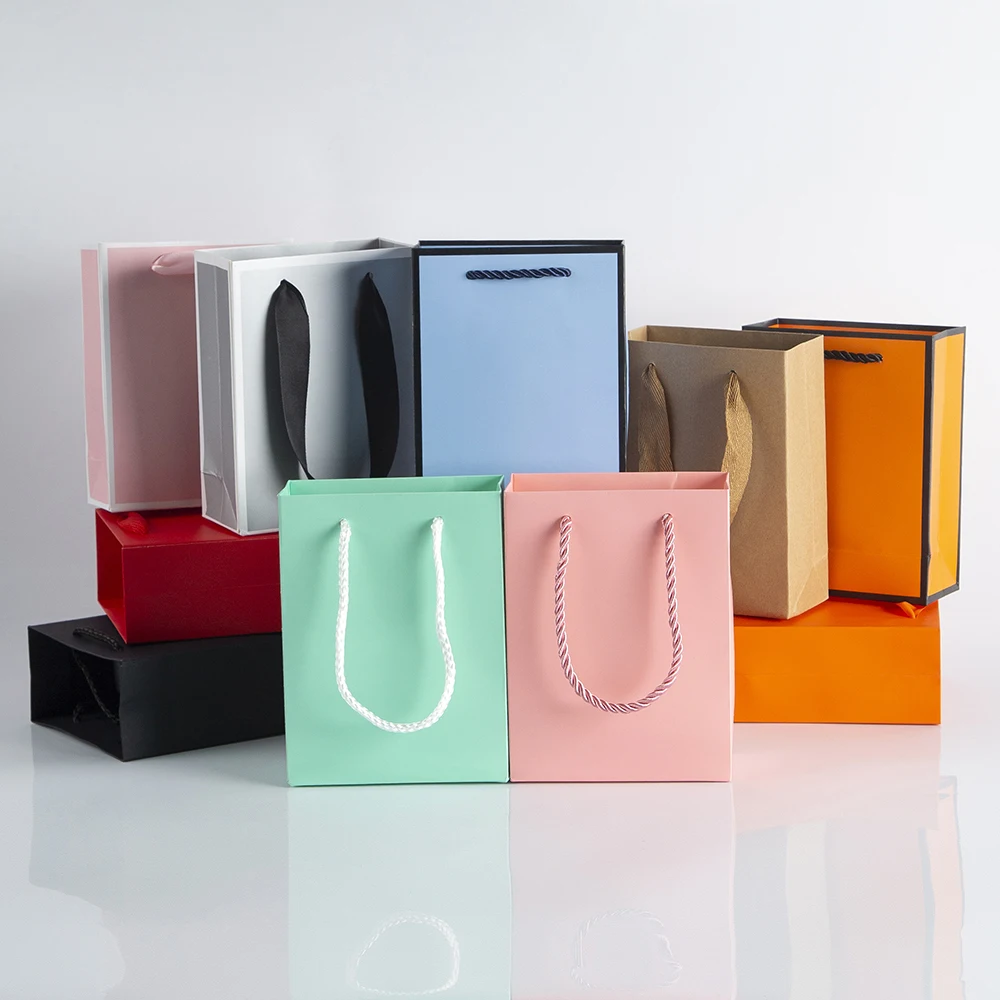10 Stück 12 x 5,7 x 16 cm Schmuck-Papiergriff-Tasche, tragbar, für Ohrringe, Ringe, Armbänder, Halsketten, Anhänger, Organizer, Einkaufstasche, Kosmetikverpackung – Detail 1