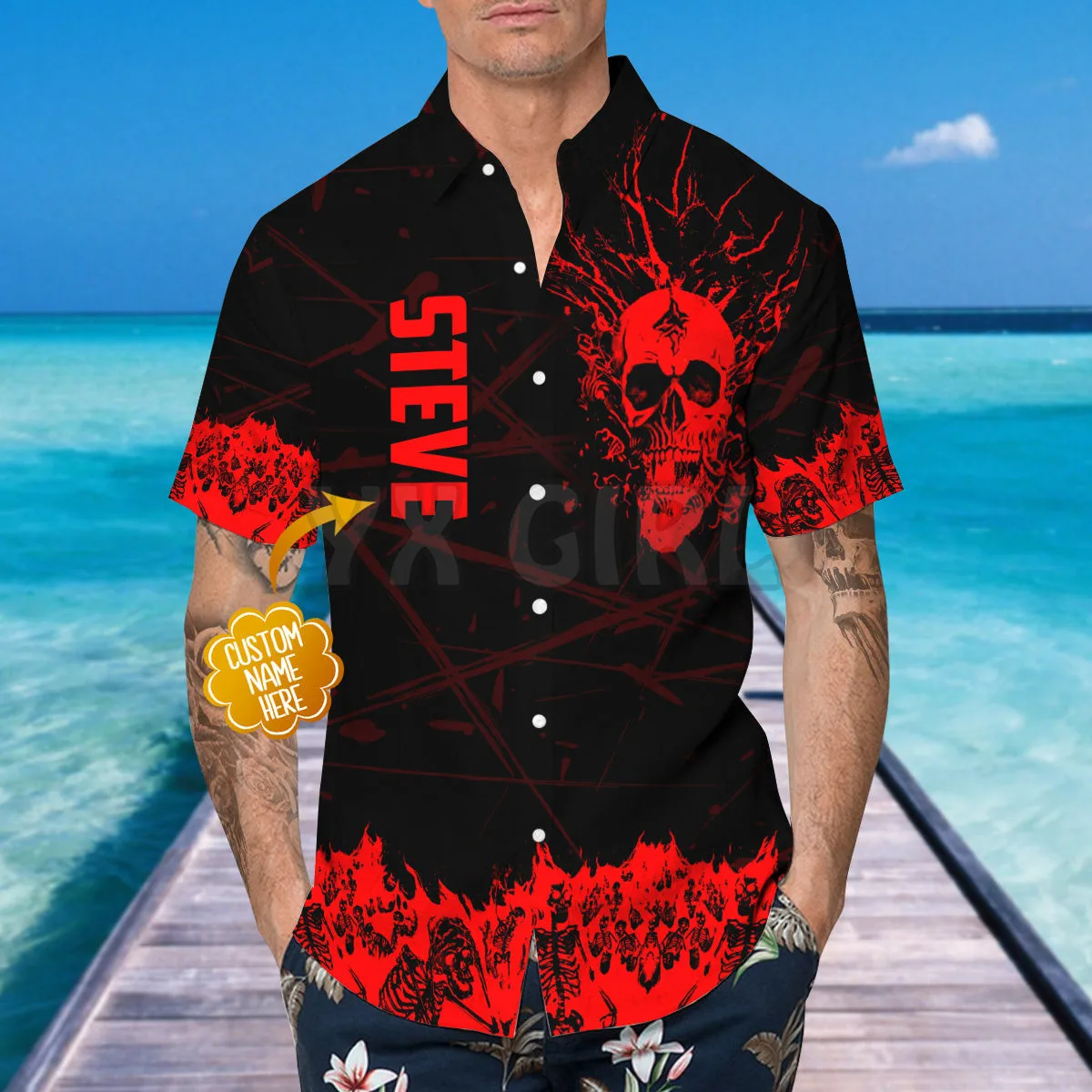 Ghost Blood Skull Custom You Name 3D All Over Printed Hawaiian Shirt Men's For Women's Harajuku Casual Shirt Unisex yorkshire terrier hawaiian set 3d all over printed hawaii shirt beach shorts men for women funny dog sunmmer clothes