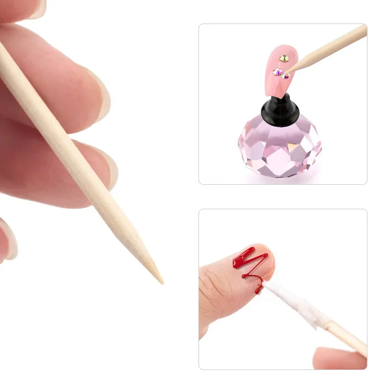 Nail Art Pusher Cuticle Wooden Double Ended Dead Skin Remove 100pcs/Box