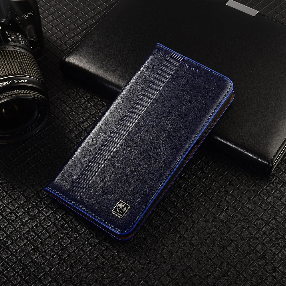 Elegant Vertical Line Leather Flip Case with Card Holder
