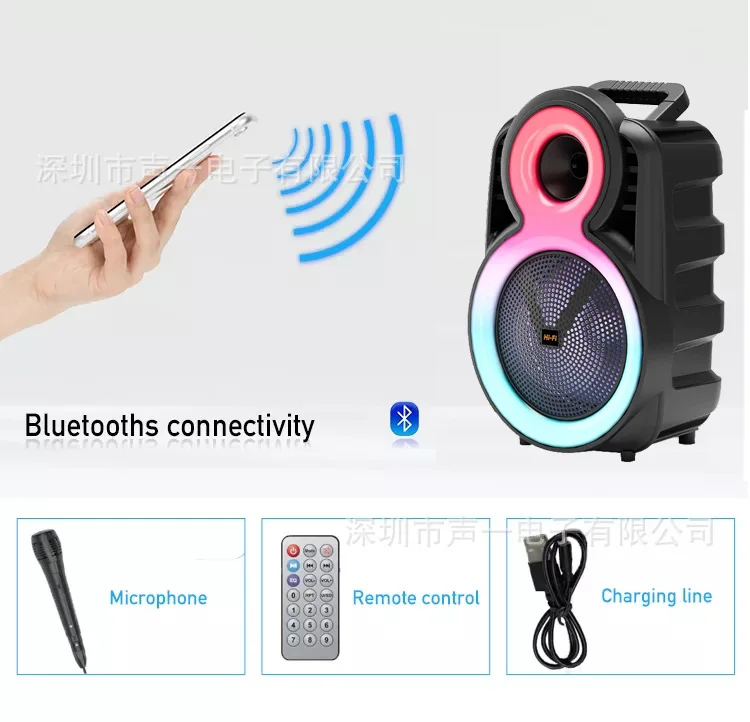 

Super Bass Subwoofer Outdoor Portable Karaoke System High Power 8-inch Dual Speakers Outdoor Bluetooth Speaker HIFI Home Theater