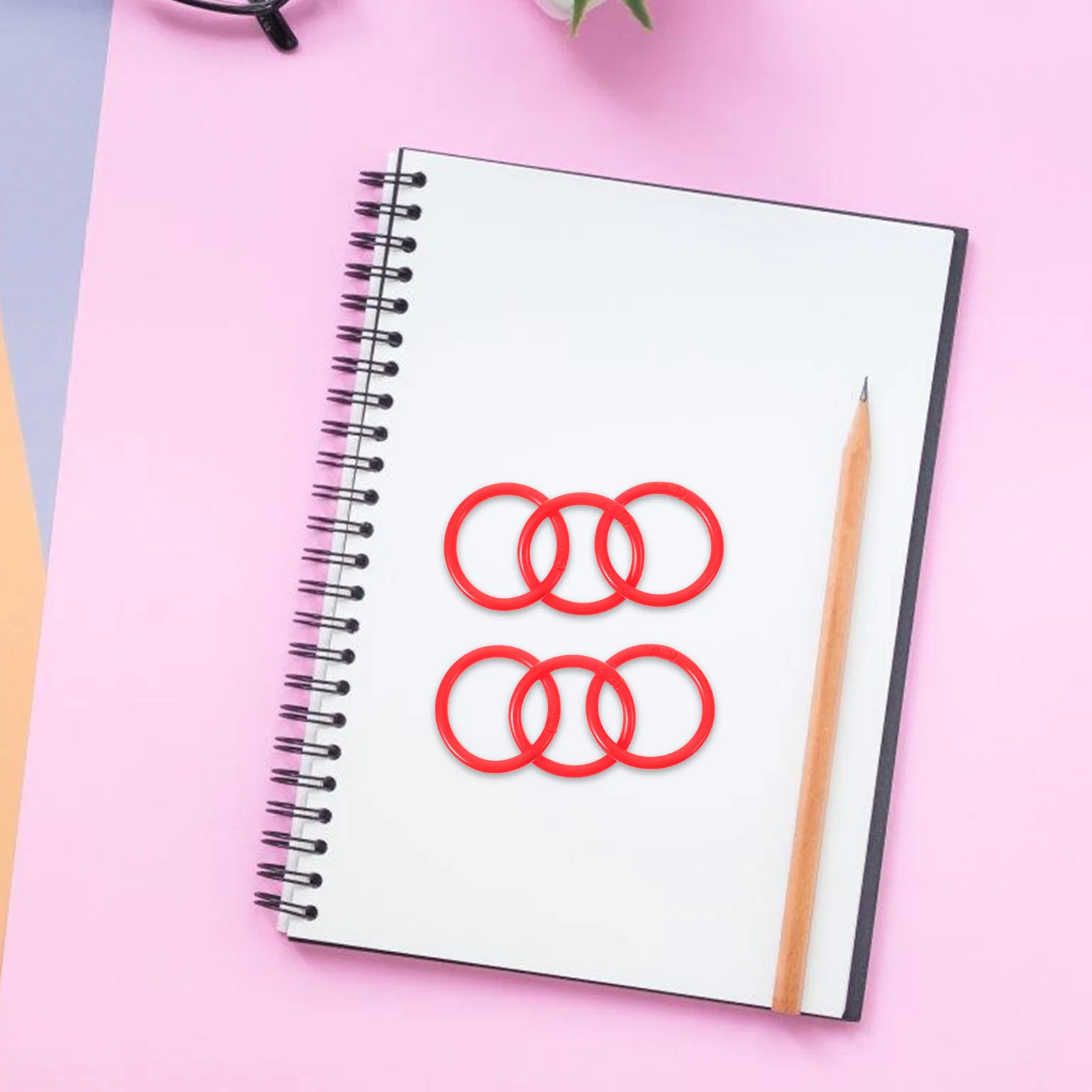 100Pcs Plastic Book Ring Binder Clips Leaf Rings For Flash Cards Photo Albums Scrapbooks Office Binding Supplies Red Color