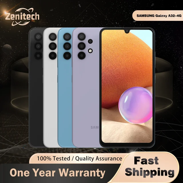هاتف سامسونج جالاكسي A32 A325F A325N 4G الأصلي 6.4 بوصة 4 جيجابايت رام 64 جيجابايت/128 جيجابايت ROM بشريحتين واحد/مزدوج 64 ميجابكسل + 20 ميجابكسل هاتف محمول 1