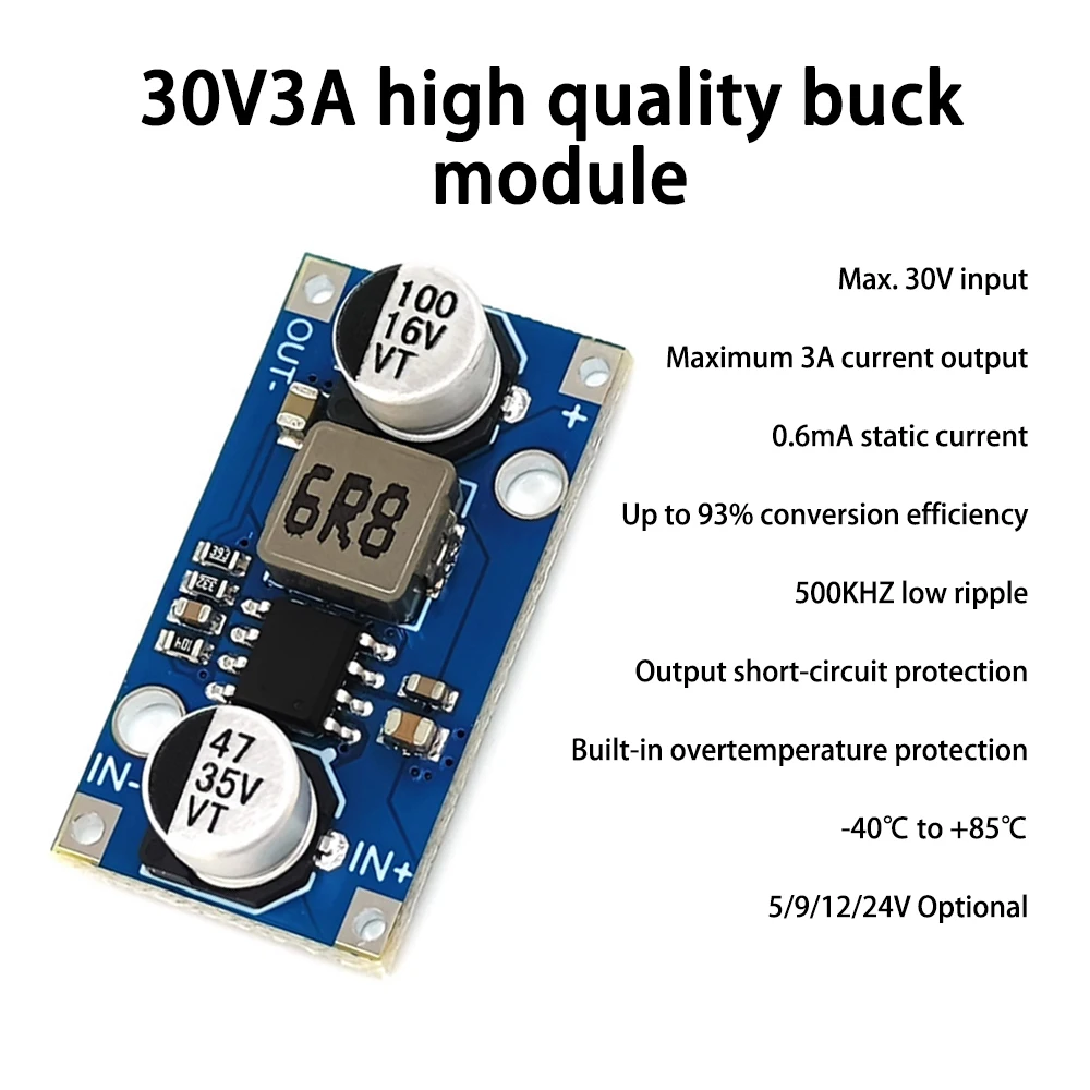 DC 30V zu 5V Buck Converter Mini Spannungsreglerplatine DC 6-30V Step Down auf 5V 9V 12V 3A Netzteil Stabilisatormodul – Detail 2