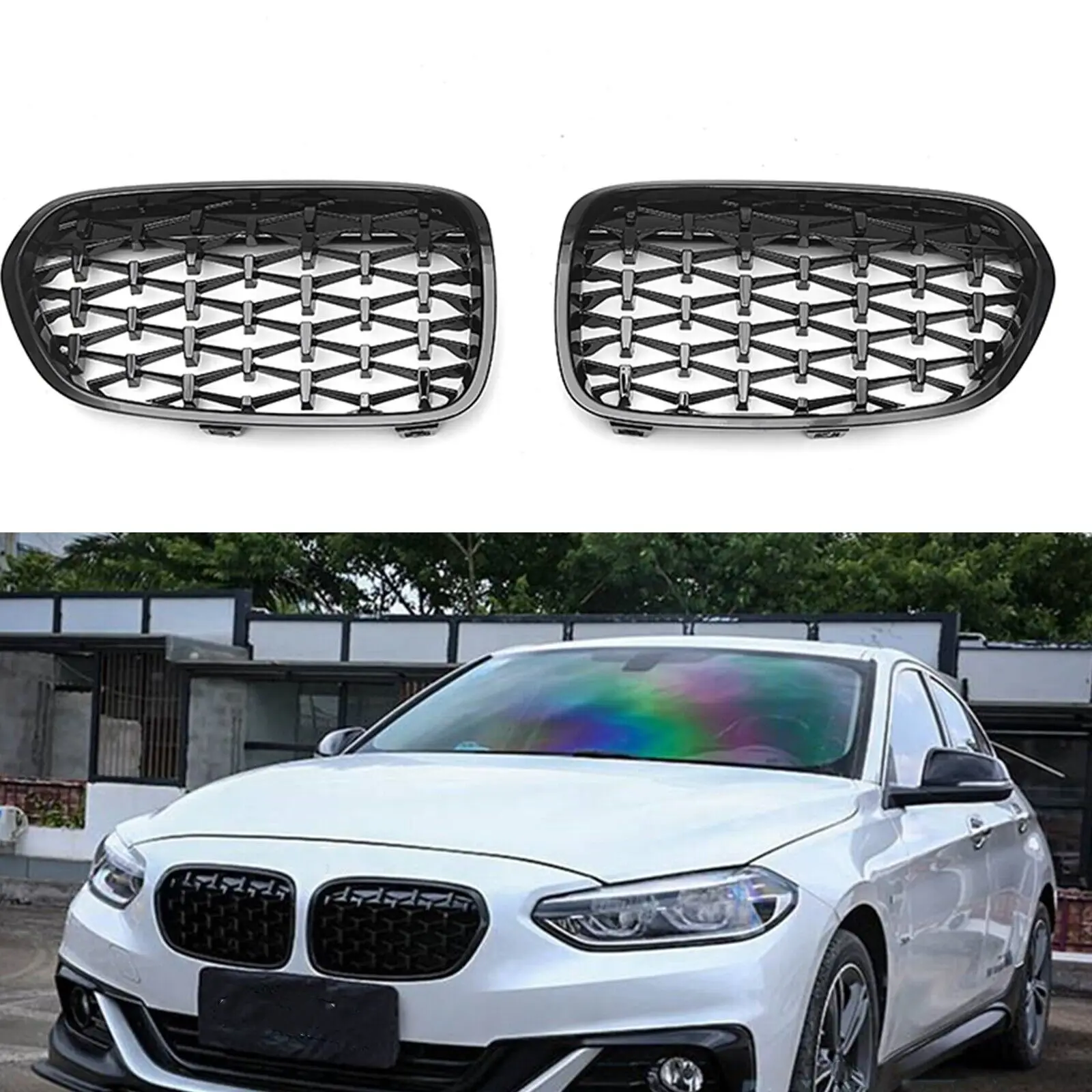 

Car Front Bumper Grille Diamond Style Grill For BMW 1 series Sedan F52 2017-2020