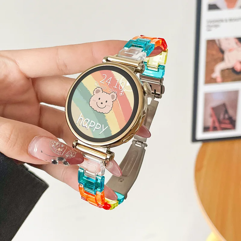 Rainbow Resin Watch Strap - Clear Strap Bracelet Accessory in 18mm, 20mm, and 22mm