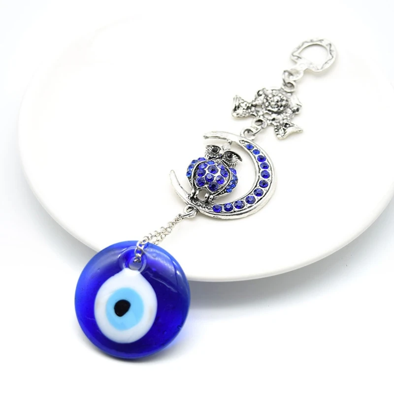 Turkish Blue Evil Eye Amulets Moon Owl Wall Protection Hanging Lucky Pendant Wind Chimes Garden Home Decorations Ornament Gift 4