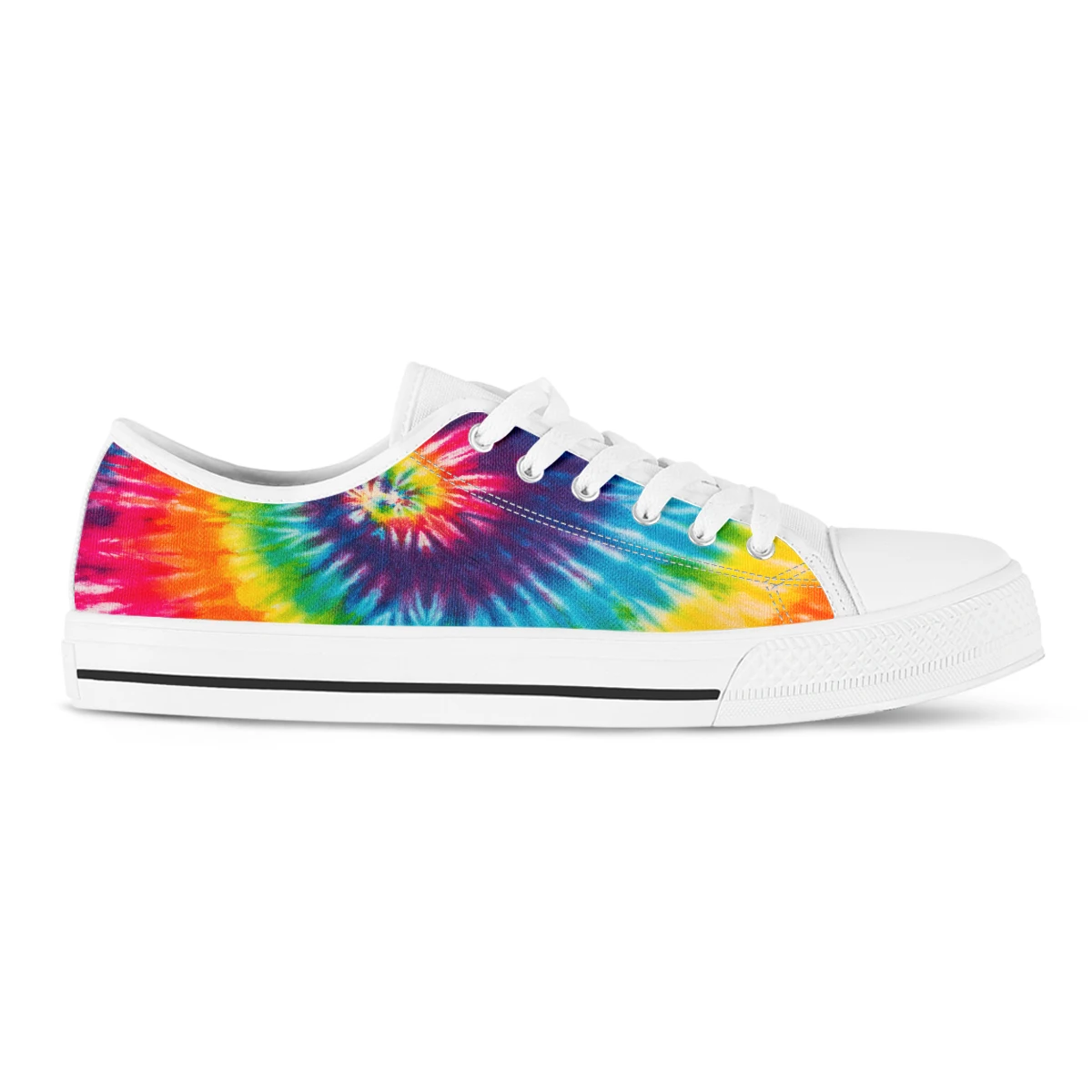 Rainbow Tie Dye White Black Canvas Shoes Lazy Shoes Student Cloth Shoes Womens Flats Breath Comfort Sneakers Women