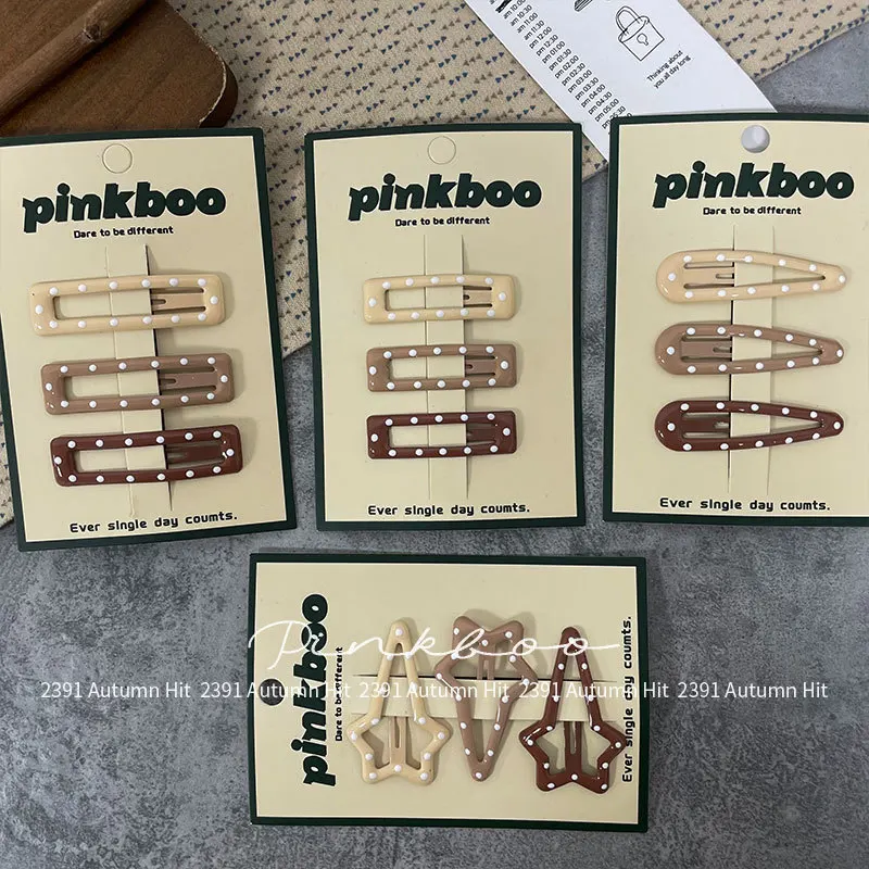 Korean basic polka dot hairpin children's forehead broken hair geometric shape break clip versatile girl sweet hair accessories