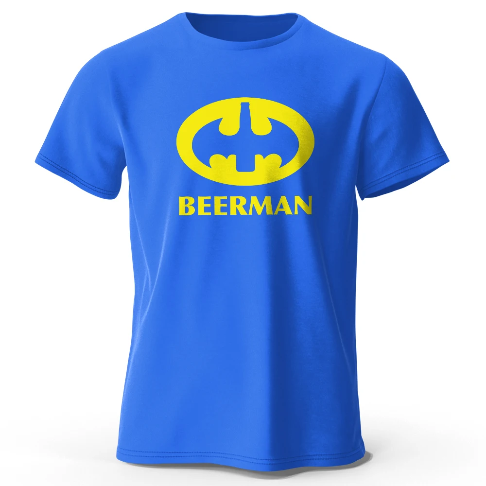 Men's Classic Beer Man Graphic Oversized T-Shirt - 100% Cotton Casual Summer Tee