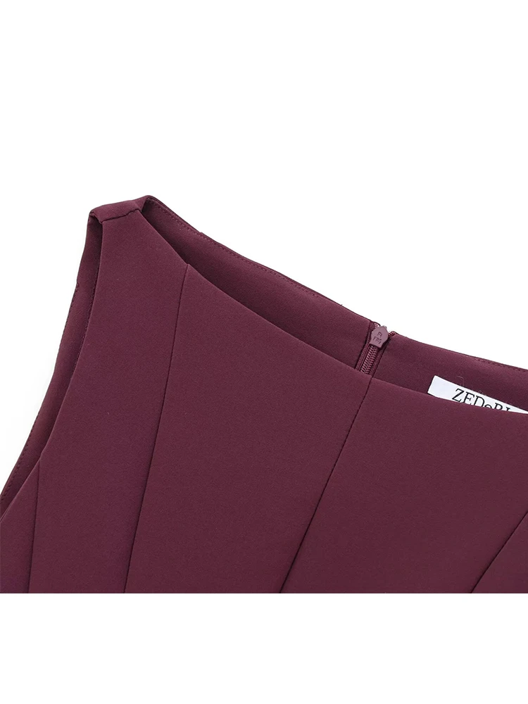 TFMLN 2025 Spring Summer Fashion Women Pleated Dresses Elegant Chic O-neck Sleeveless  Party Dress Sweet Back Zipper Folds Dress