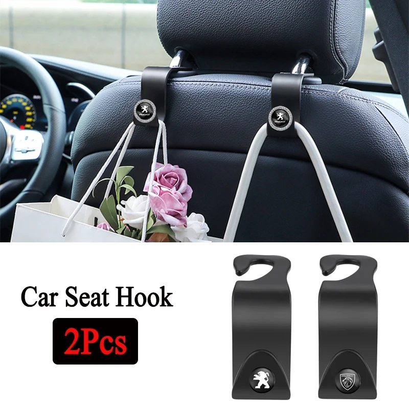 2Pcs Car Interior Portable Seat Back Hooks For Peugeot 207 308 208 407 107 3008 406 408 807 607 508 5008 108 205 106 4008 301