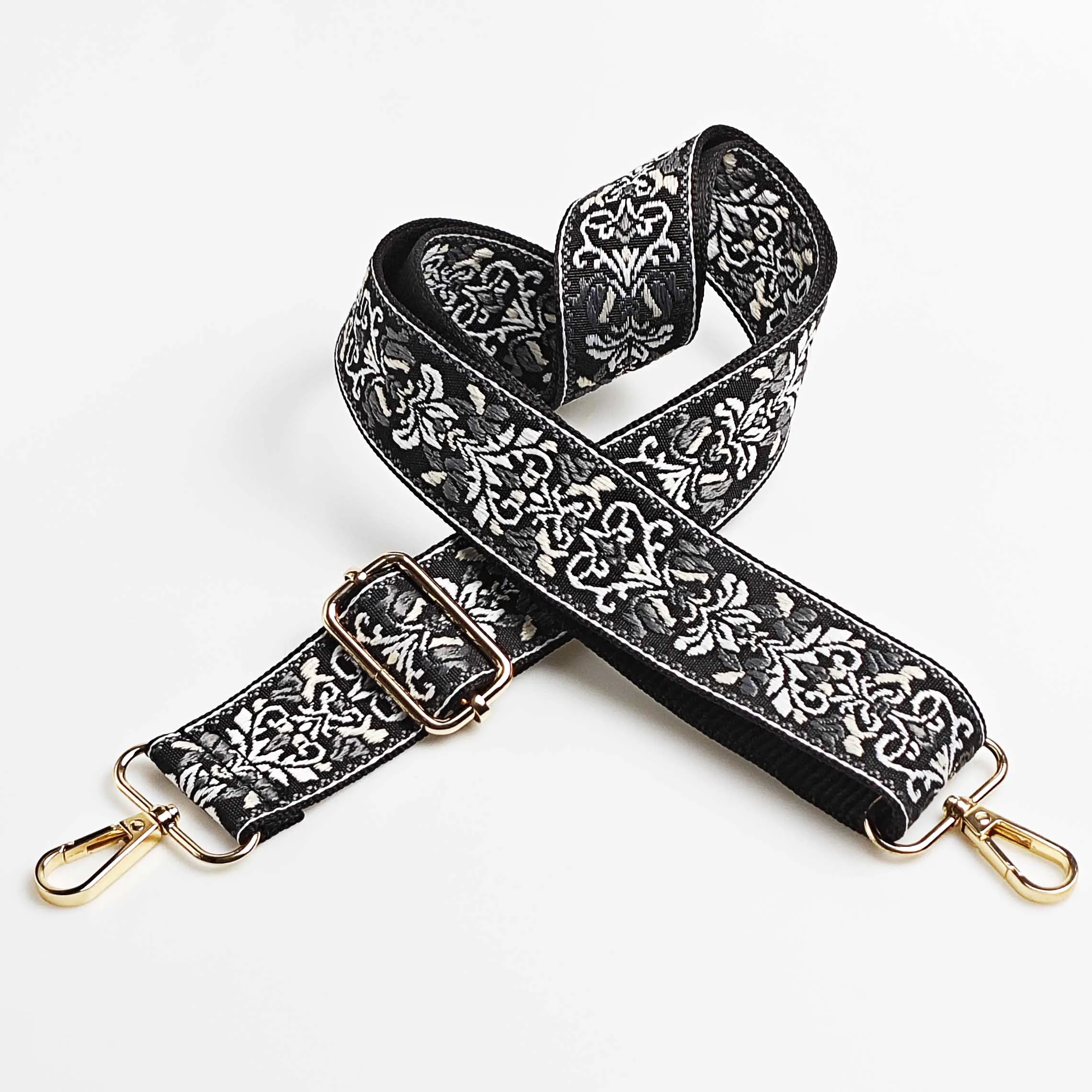 รูปสินค้า กระเป๋าถือสายคล้องไหล่ ลายดอกไม้ Jacquard 1.5 นิ้ว สวยหรู