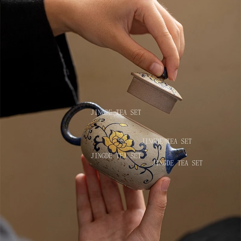 190ml Chinese Blue and White Western Style Teapot Household Ceramic Kung Fu Tea Set Single Filter Teapot Tea Set Accessories