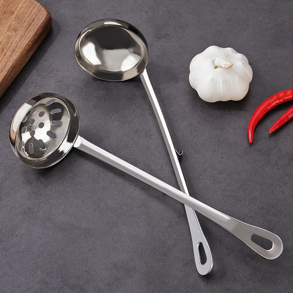 

Ladle Spoon Steel Stainless Colander Soup Strainer Hot Pot Slotted Cooking Skimmer Set Serving Spoons Utensils Metal Handle Food