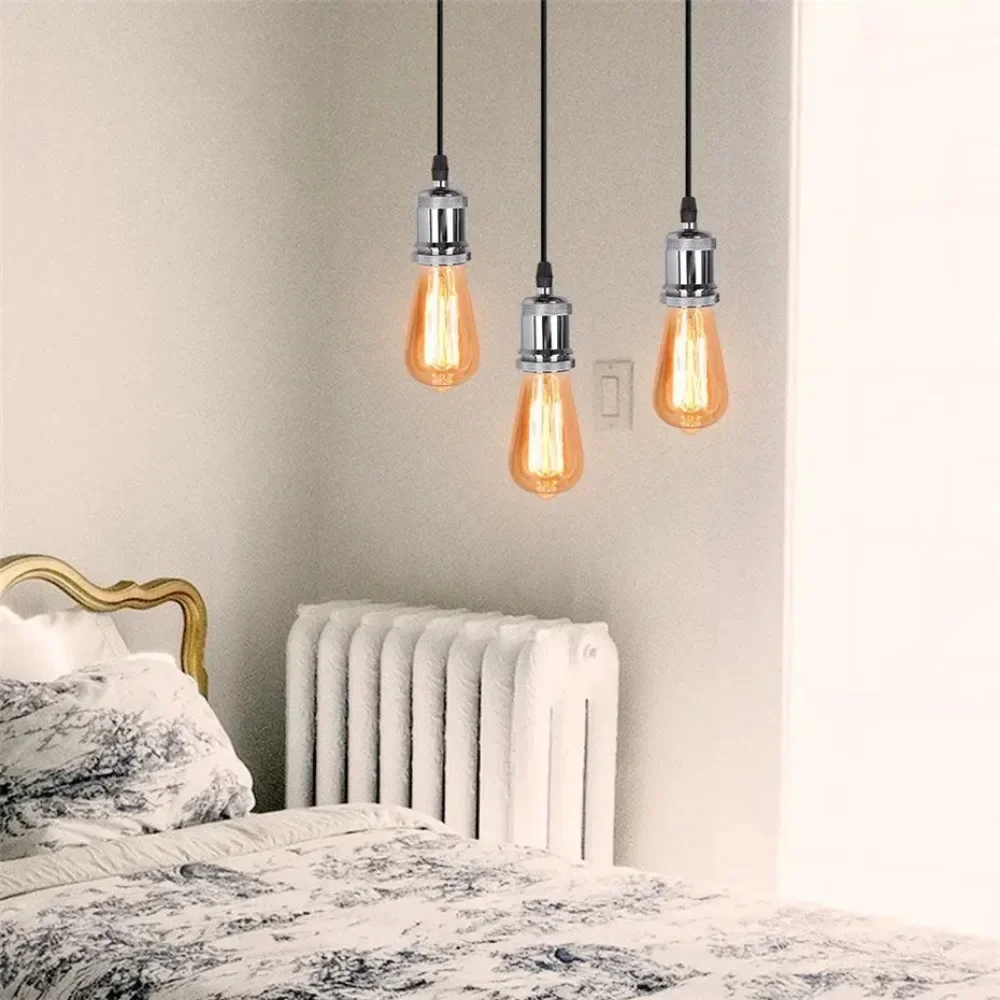 Vintage Industrial Loft LED Bar Pendent Lamp E27 Socket Pendant Lights Aluminum Dining Room Kitchen Island Hanging Lamps Holder