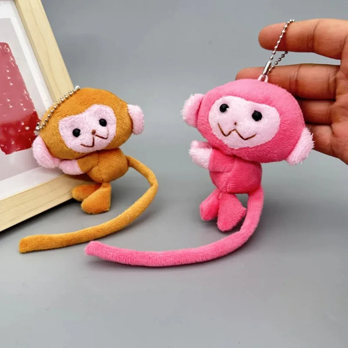 Charming Long Tailed Monkey Plush Keychain - Cute DIY Doll Pendant and Backpack Accessory