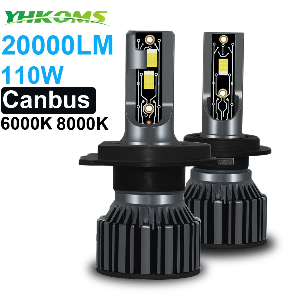 Фото Автомобильные фары YHKOMS Canbus H4 светодиодный H7 9005 лм H11 Светодиодный ные лампы для автомобильных фар H1 H3 H9 9006 5202 HB3 HB4 9007 H13 противотуманные 12 В №1