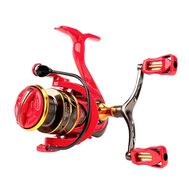 Red Metal Line Cup Reels Double Rocker Spinning Fishing Reel 5+1BB