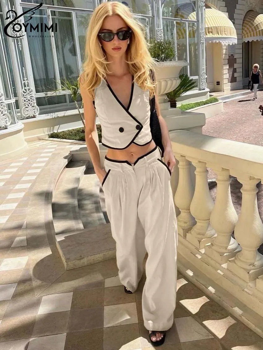 Oymimi Casual Khaki Cotton Women Piece Set Outfit Elegant