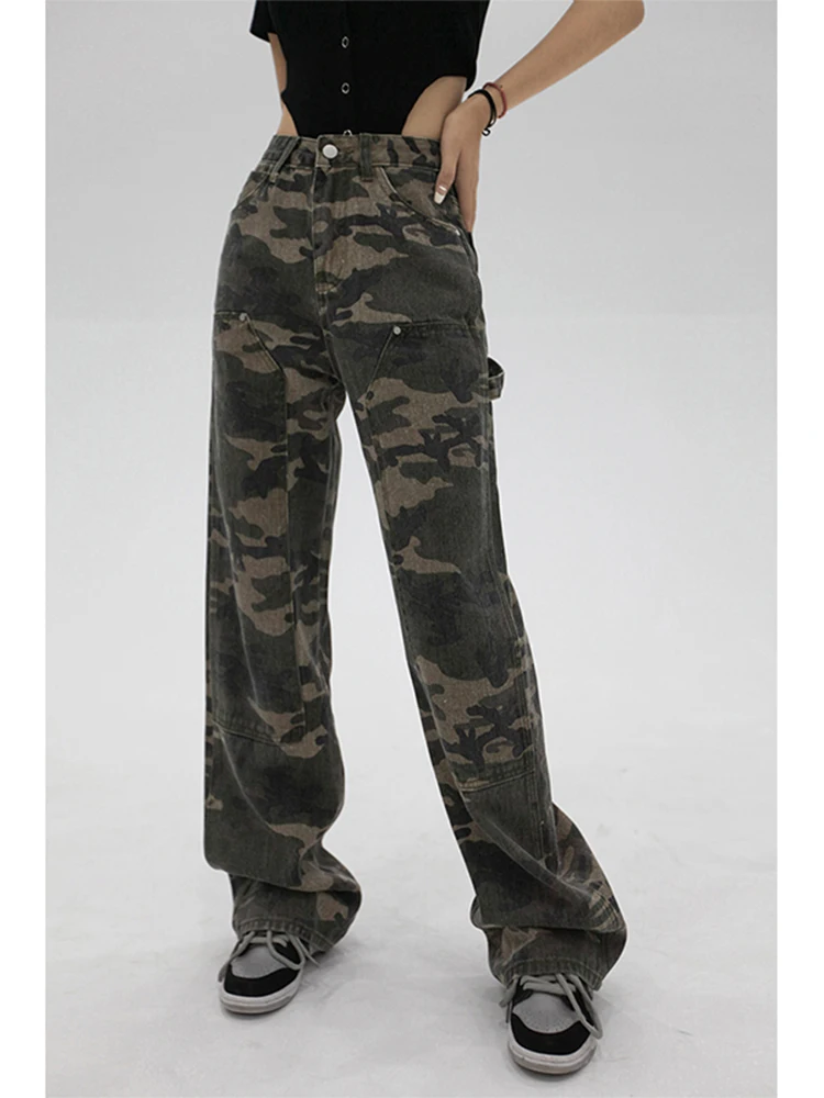 Women Vintage High Waist Camouflage 