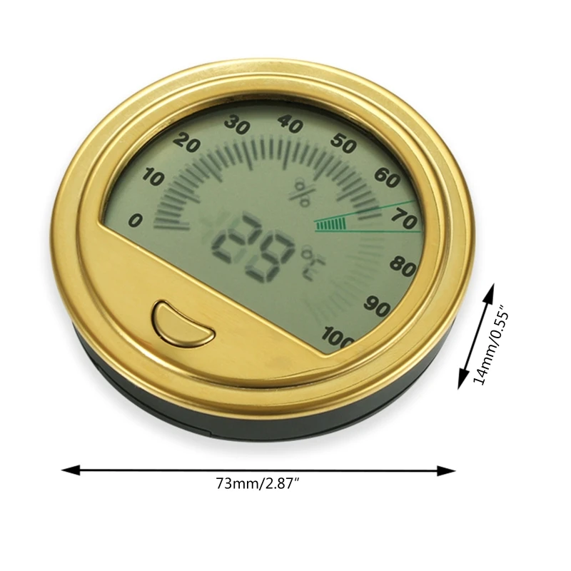 Round Humidity Temperature Gauge Metal Thermometer Hygrometer For Cigar Box