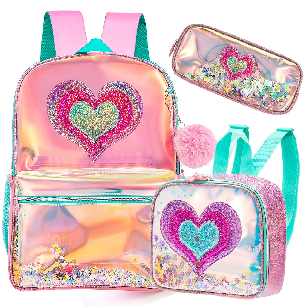 Sequin Tie Dye Backpack Set for Girls, 16 inch, 6 Pieces