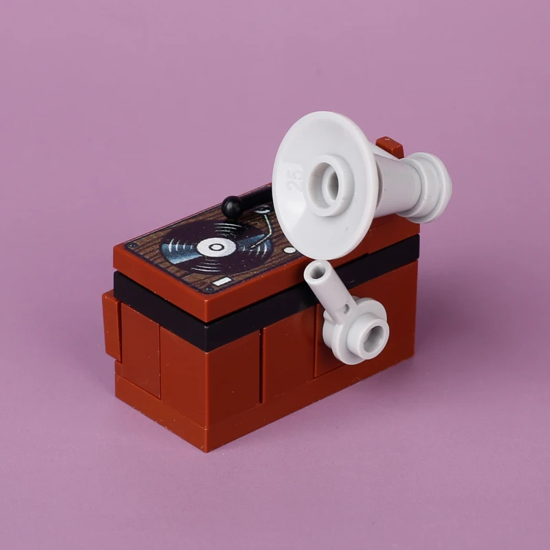 MOC 시티 뮤직 빌딩 블록 스트리트 뷰 하우스 녹음기, DJ 스테이션 주크박스 액세서리, DIY 벽돌, 친구 조립 장난감 선물