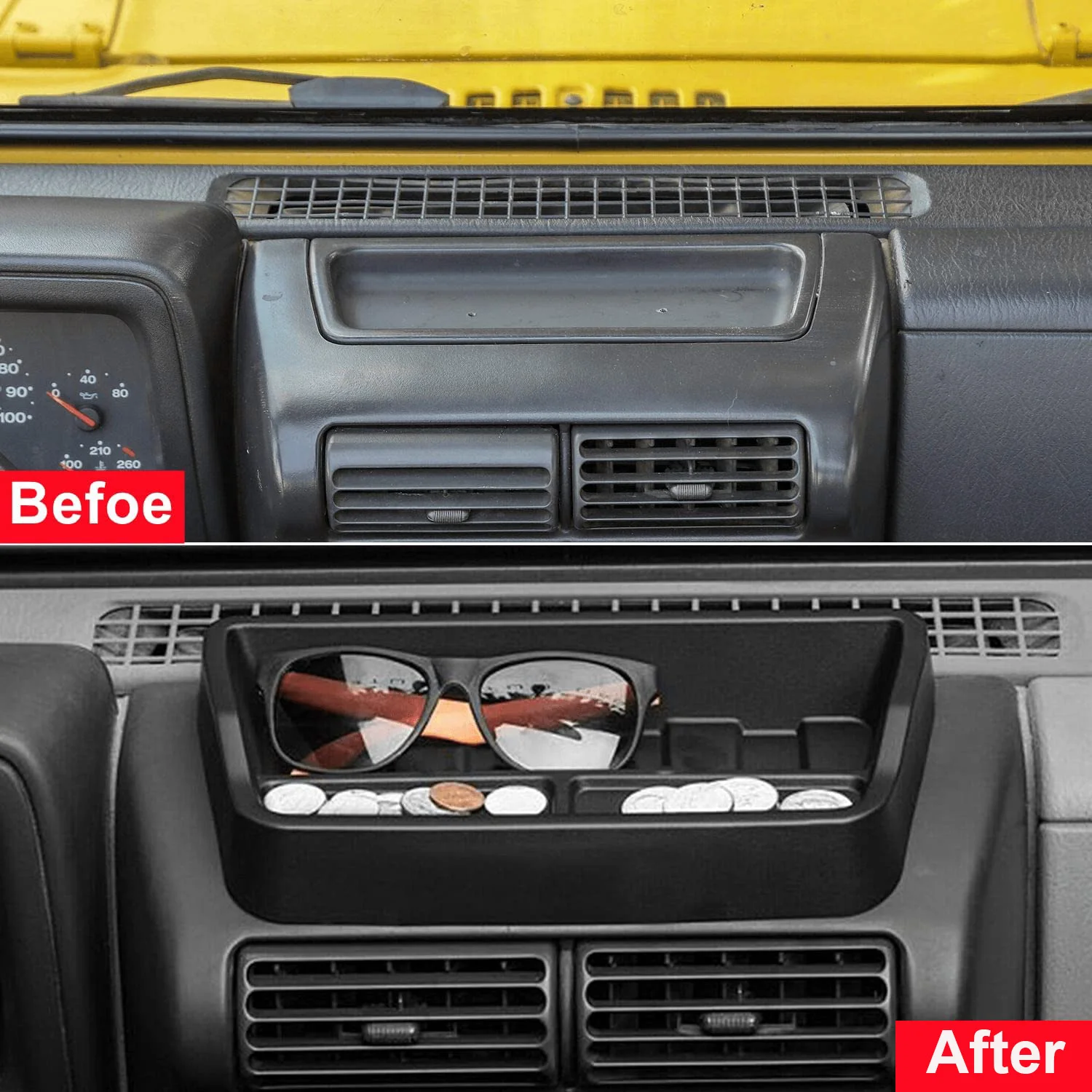 Dashboard Organizer Box Phone Sunglass Storage Tray For Jeep Wrangler TJ 1997-2006 Interior Center Console Container