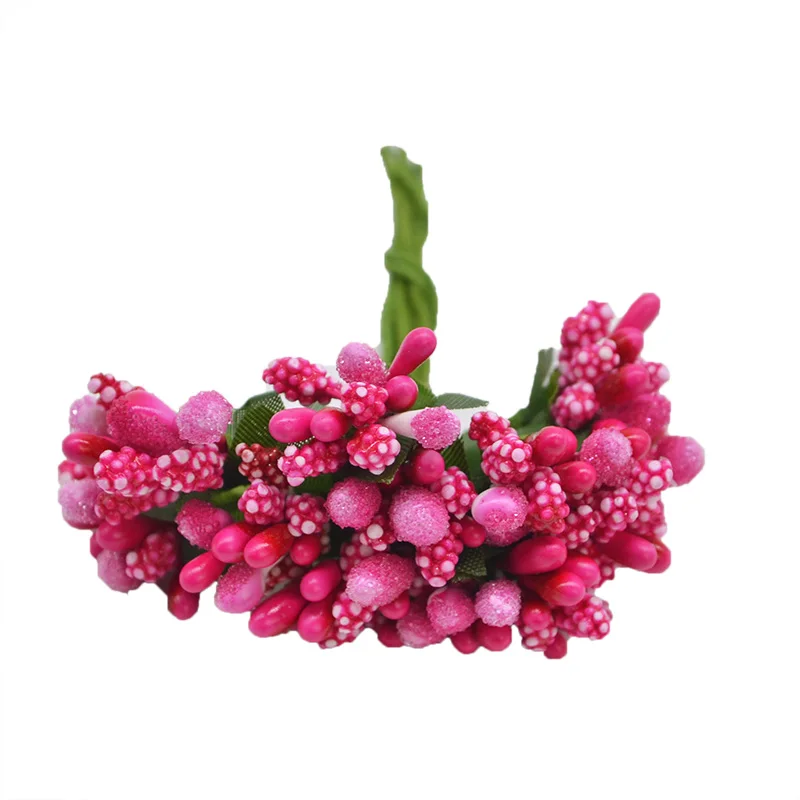 12Pcs/lot Handcraft Artificial Flowers Stamen Sugar Wedding Party Decoration DIY Wreath Gift Box Scrapbooking Cheap Fake Flowers
