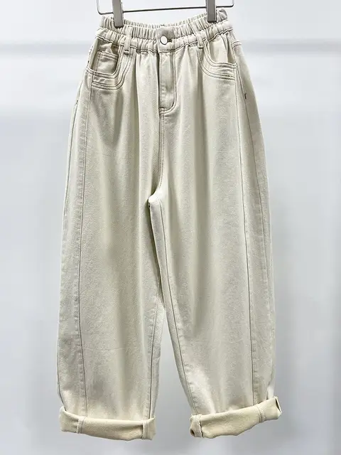 Plus Size 5XL 140kg Autumn Women Jeans Elastic Wasit Ankle Length Jeans Woman Solid Color Big size Jeans Oversized Women Clothes