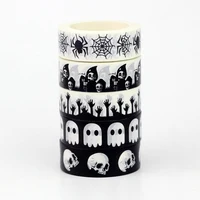 2024 NEW 1PC 10M Decor Halloween Holiday Ghosts Skull BW Washi Tape Set for Scrapbooking Journaling Masking Tape Cute Stationery 2