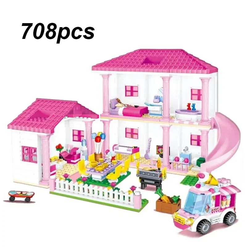 City Summer Villa Building Blocks Set - 1018-Piece DIY Garden & Slide Playset