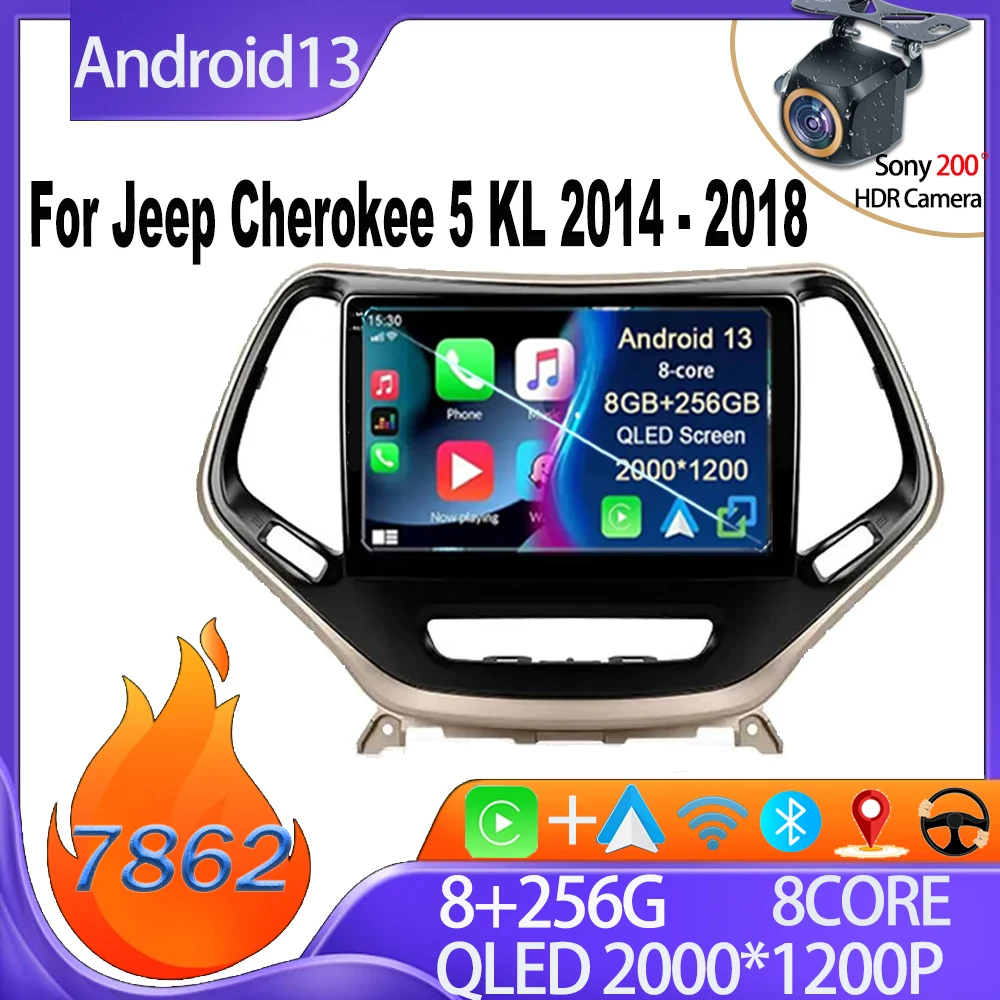 

Car Radio For Jeep Cherokee 5 KL 2014 - 2018 Stereo Head Unit Multimedia Player Rear Camera Mirror Link Carplay BT No 2din DVD