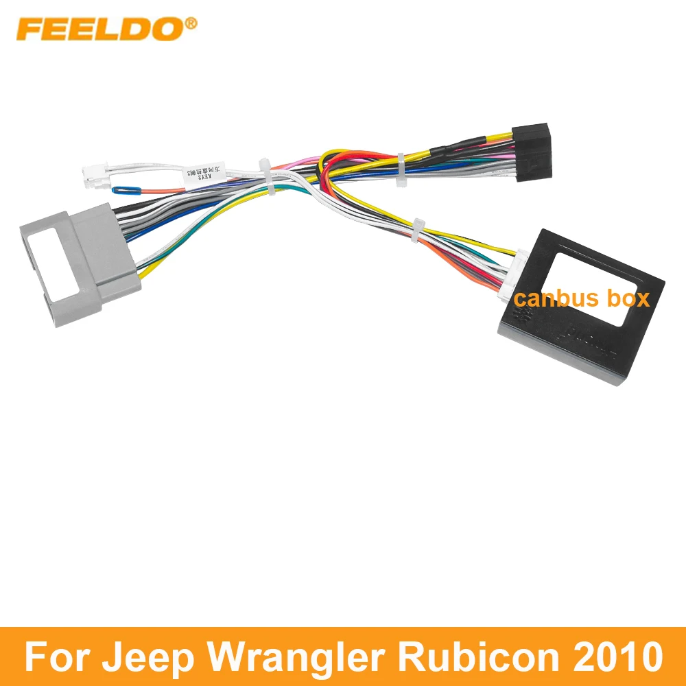 

FEELDO Car 16pin Power Cord Wiring Harness Adapter For Jeep Wrangler Rubicon 2010 Installation Head Unit