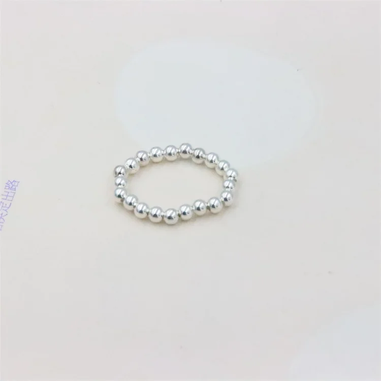 

ZFSILVER 100%925Sterling Silver Resizable Elastic Ring 3MM Ball For Women Gift Personality Simplicity Jewelry Lovely Sweet Party