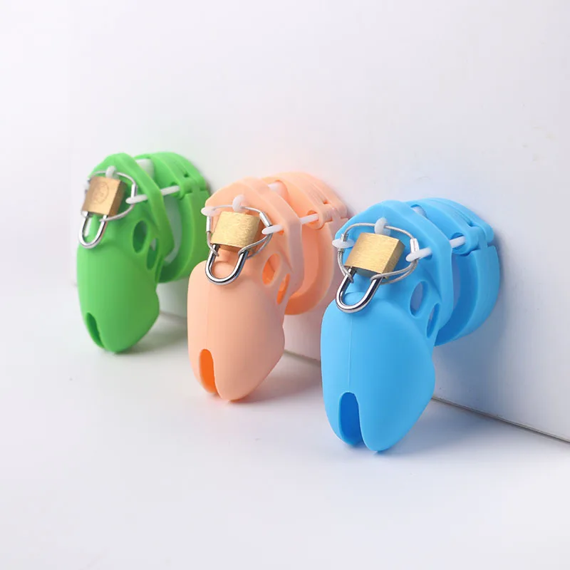 Silicone Chastity Cage Male Cock Lock With 5 Sizes Penis Ring Chastity Belt Sextoys For Men Stretcher BDSM Gay Sex Shop penis chastity cage chastity lock sex toy