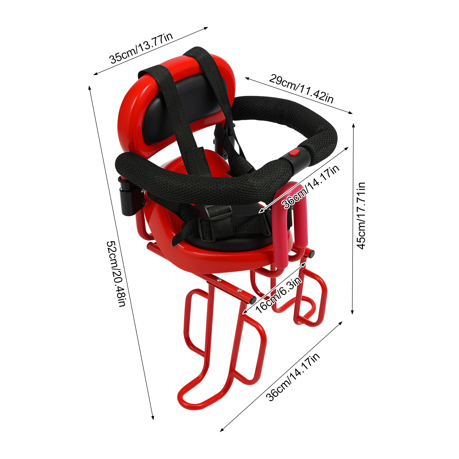 Rear Child Bike Seat Suitable for Children Rear Kids Bicycle Saddle Seat Attachment for Adult Bike with Seat Cushion Red/Blue