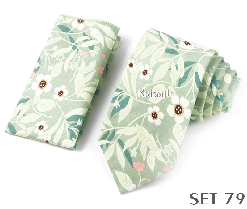 Neuheit Blumen Baumwolle Krawatten für Männer dünn lässig schmale Krawatte Krawatte Tasche quadratischen Anzug Set Hochzeits feier täglich tragen Accessoires – Detail 26