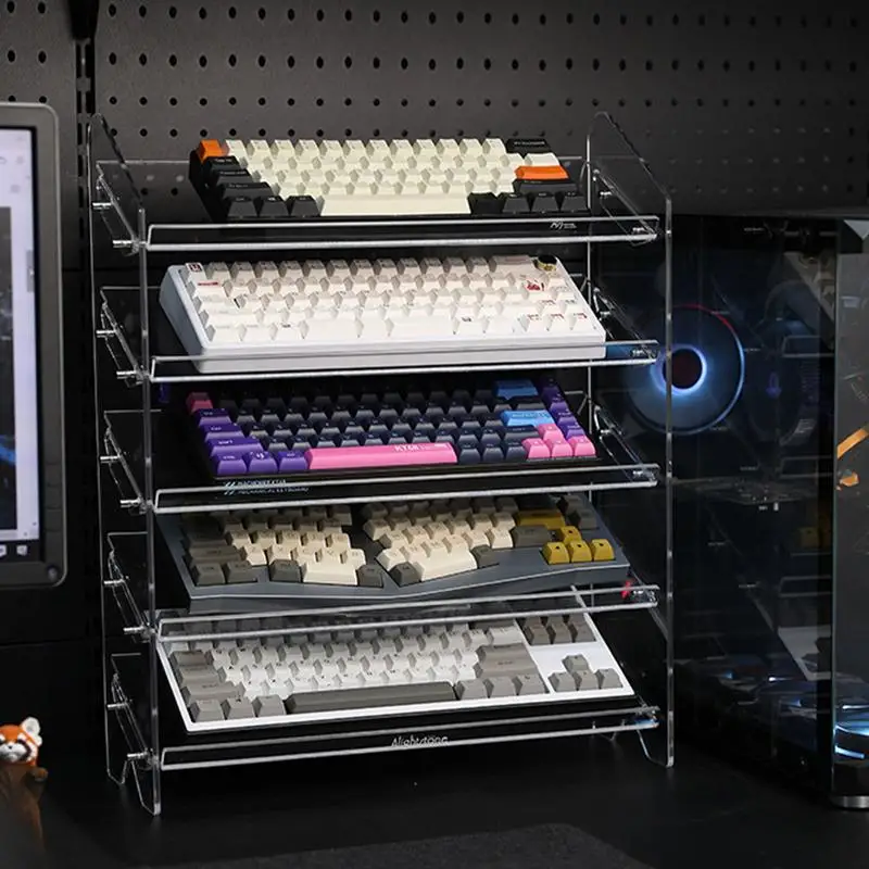 3-5 Tiers Acrylic Display Stand Clear Keyboard Mouse Storage Rack Cupcake Perfume Doll Figures Organizer Acrylic Shelf holder