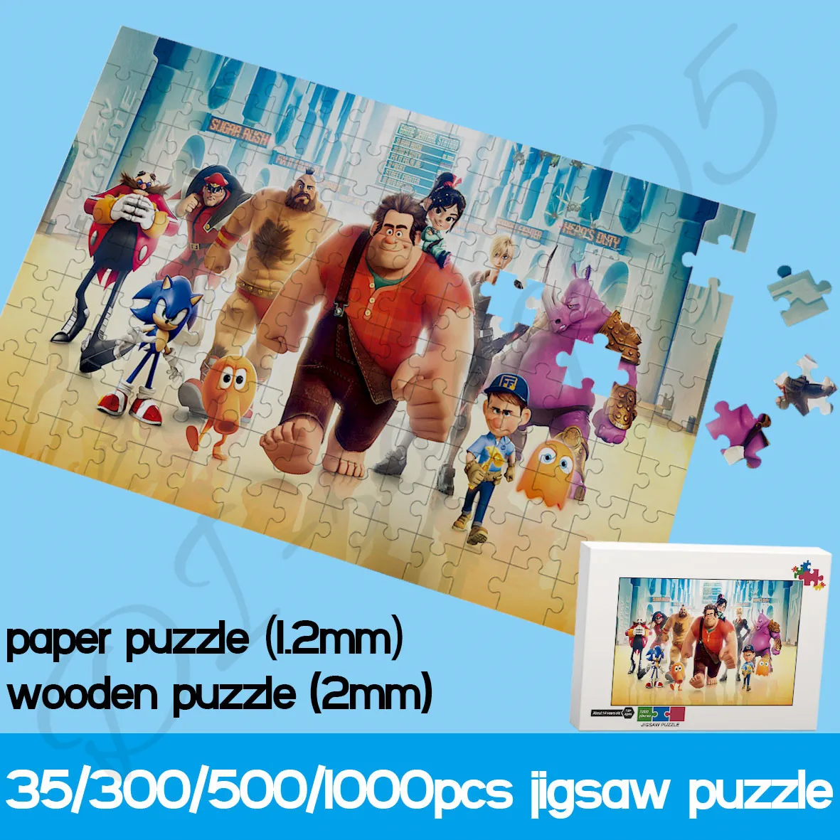 Disney Animated Feature Film Wreck-It Ralph Jigsaw Puzzles for Adult 35/300/500/1000 Piece Cartoon Wooden Puzzle Decompress Toys free shipping 14m gecko kite large soft kite line animated kites flying bird inflatable kite steering kite adult high quality